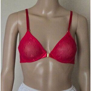Victoria's Secret Sheer Lace Front Close Bra Underwired Unlined red size 34B